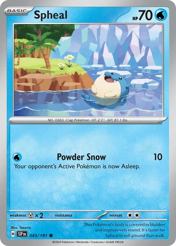 Spheal Surging Sparks Pokemon card