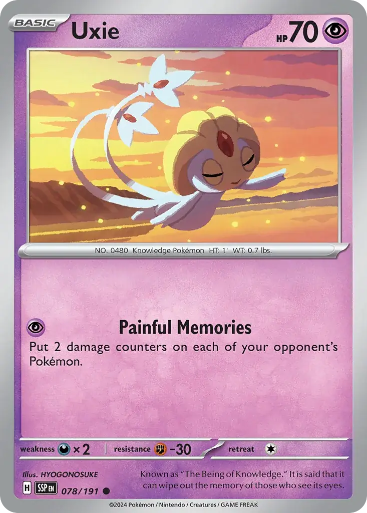 Uxie Surging Sparks Pokemon card