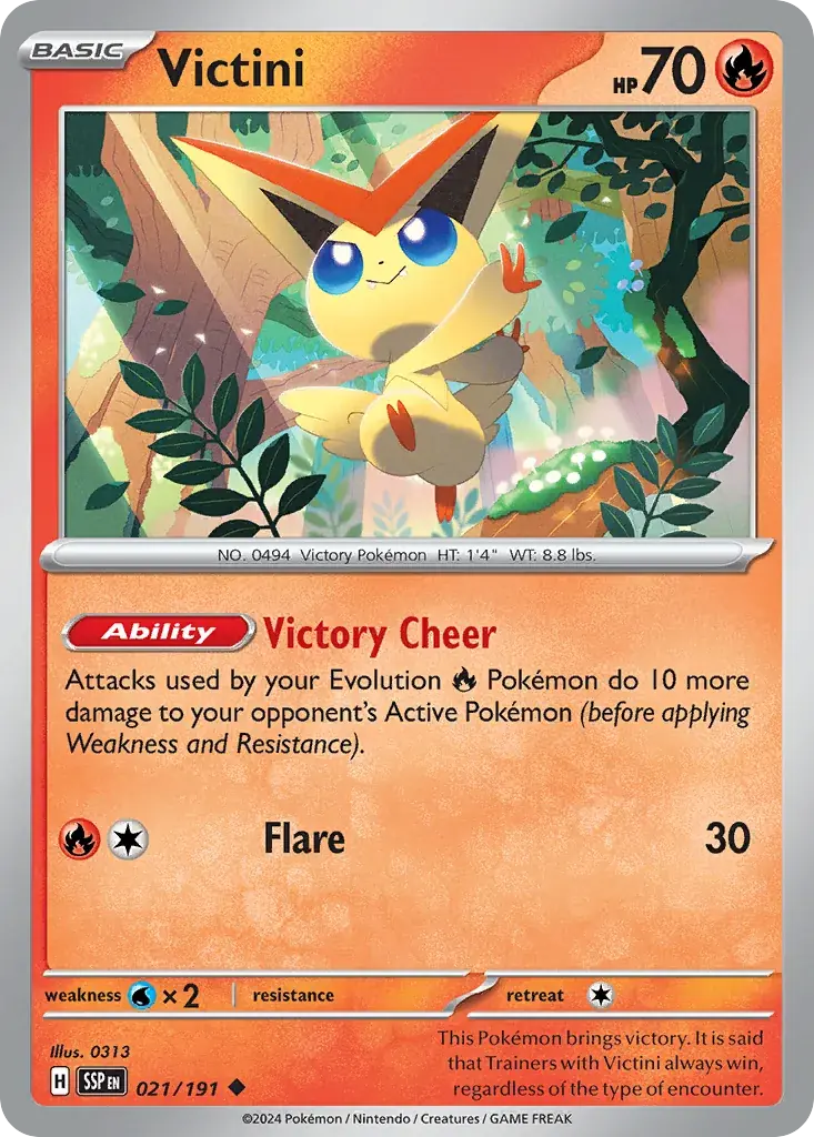 Victini Surging Sparks Pokemon card