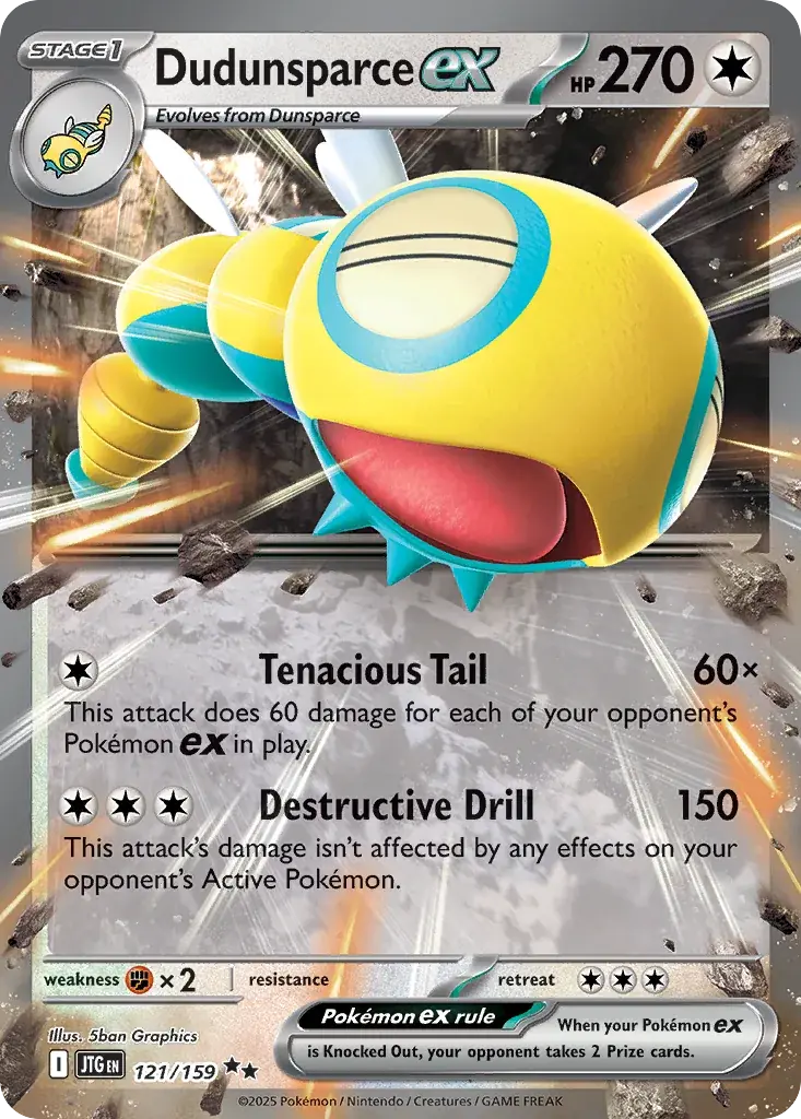 Dudunsparce ex Journey Together Pokemon card