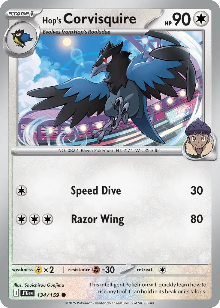 Hop's Corvisquire Journey Together Pokemon card