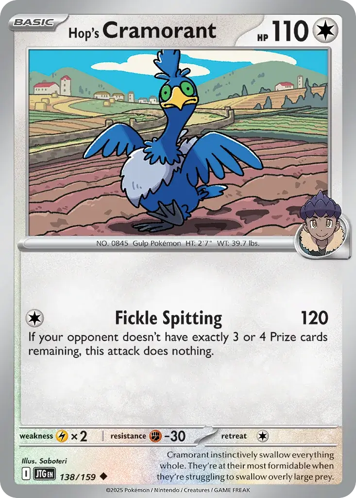 Hop's Cramorant Journey Together Pokemon card