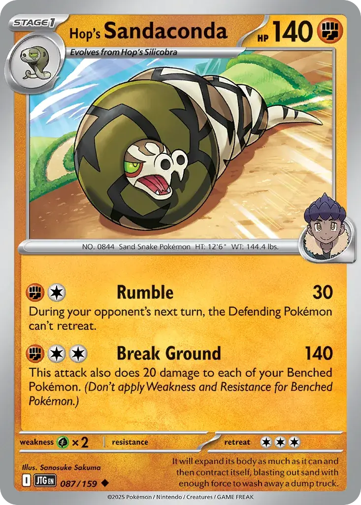 Hop's Sandaconda Journey Together Pokemon card