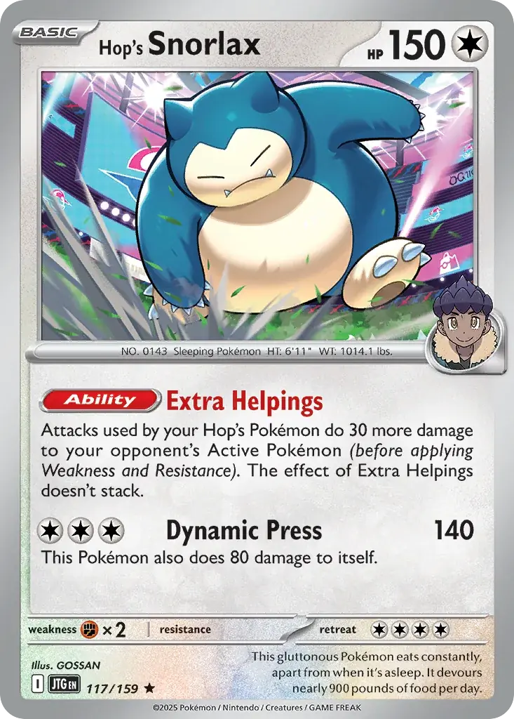Hop's Snorlax Journey Together Pokemon card