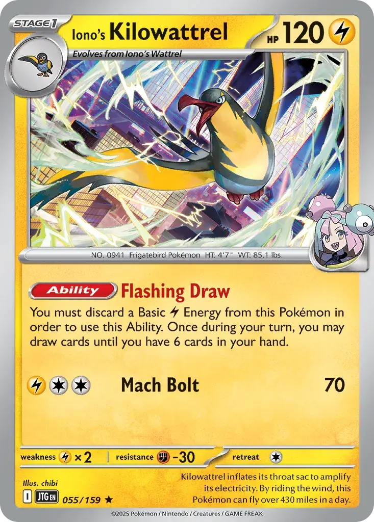 Iono's Kilowattrel Journey Together Pokemon card