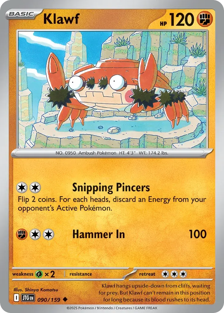 Klawf Journey Together Pokemon card