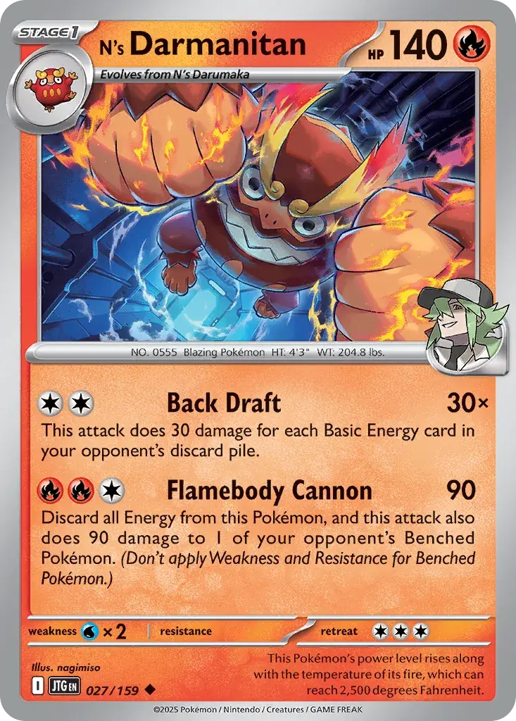 N's Darmanitan Journey Together Pokemon card
