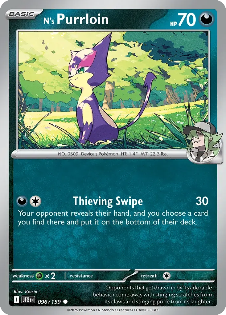 N's Purrloin Journey Together Pokemon card