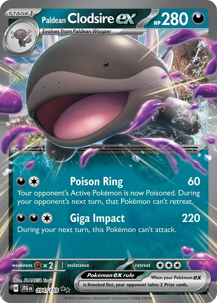 Paldean Clodsire ex Journey Together Pokemon card