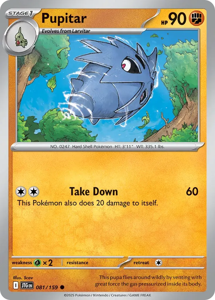 Pupitar Journey Together Pokemon card