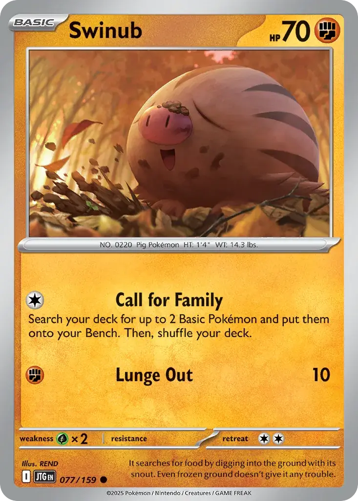 Swinub Journey Together Pokemon card