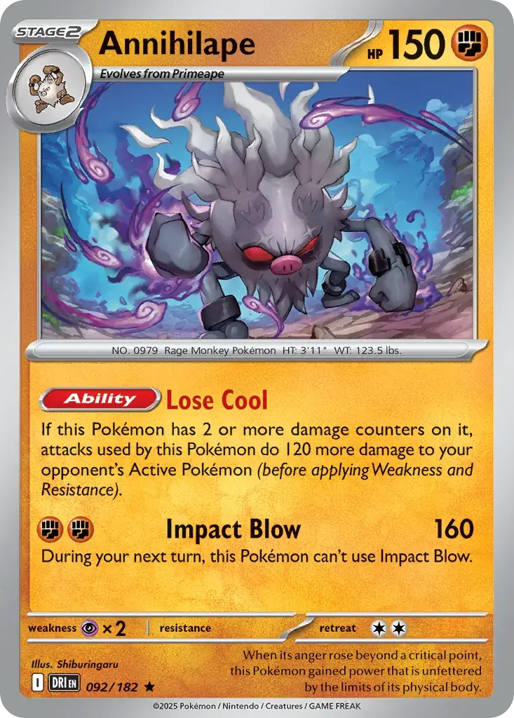 Annihilape Destined Rivals Pokemon card