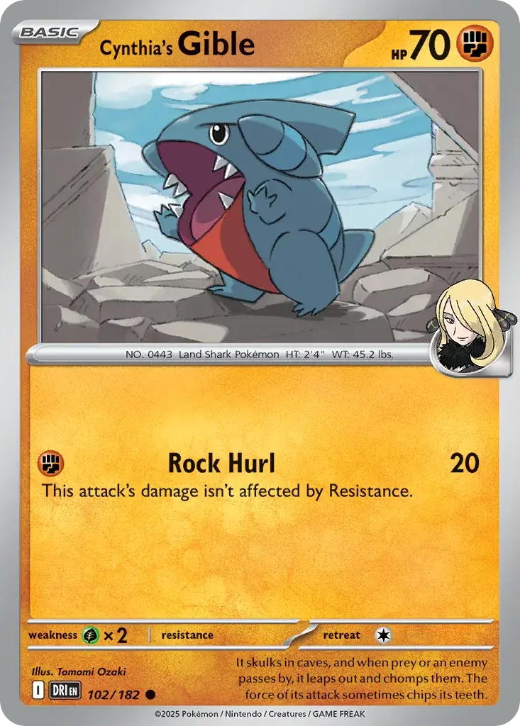 Cynthia's Gible Destined Rivals Pokemon card