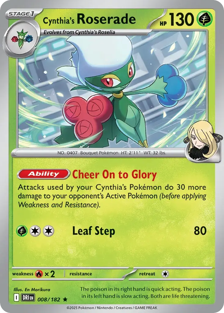 Cynthia's Roserade Destined Rivals Pokemon card
