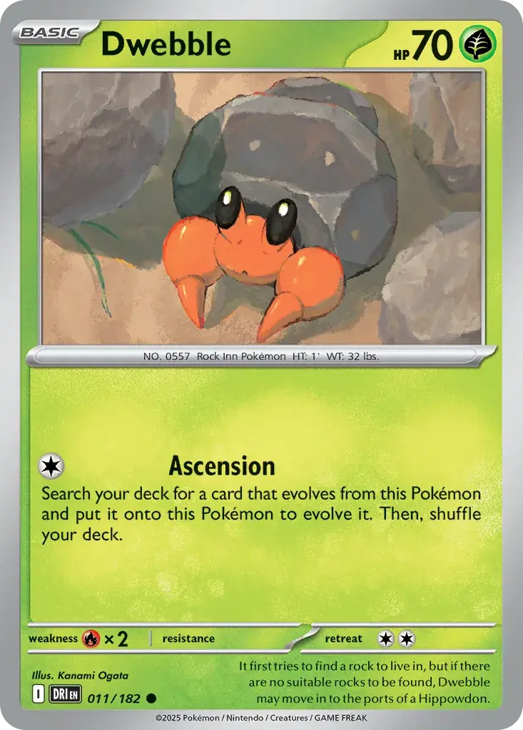 Dwebble Destined Rivals Pokemon card