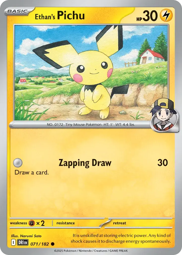 Ethan's Pichu Destined Rivals Pokemon card