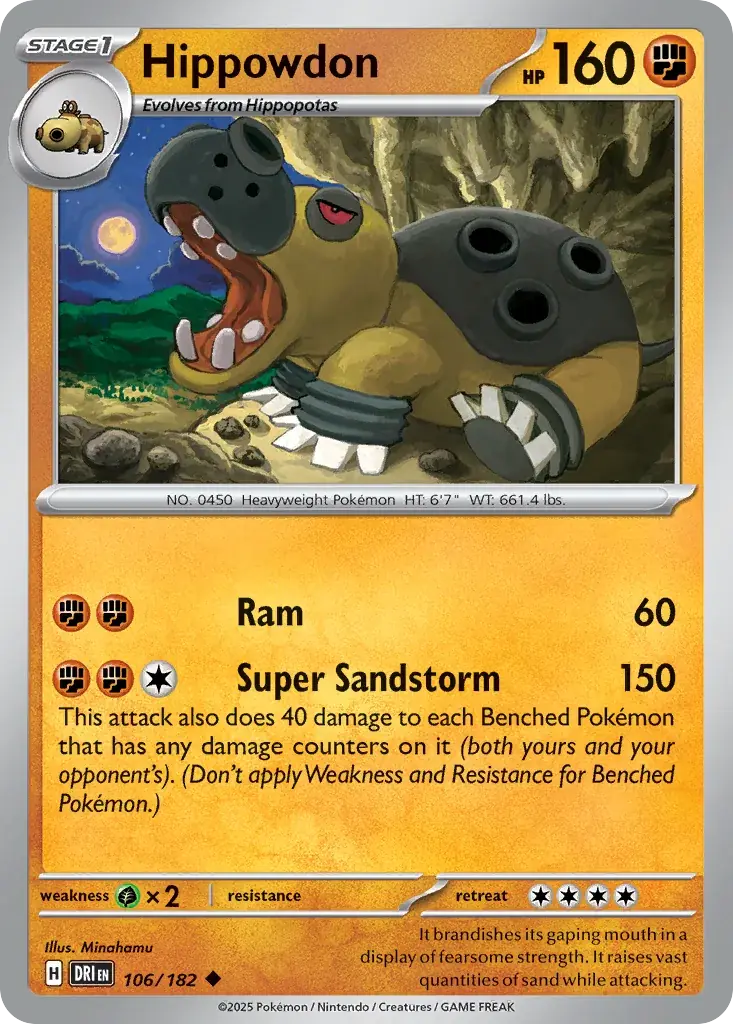 Hippowdon Destined Rivals Pokemon card