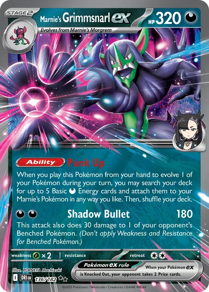 Marnie's Grimmsnarl ex Destined Rivals Pokemon card