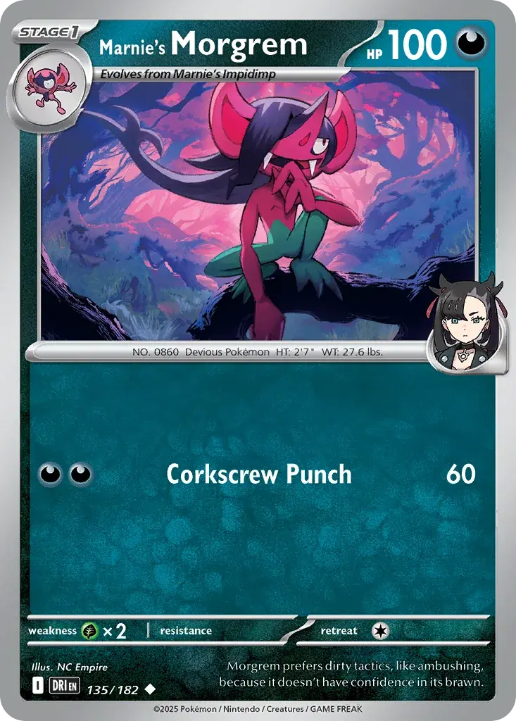 Marnie's Morgrem Destined Rivals Pokemon card
