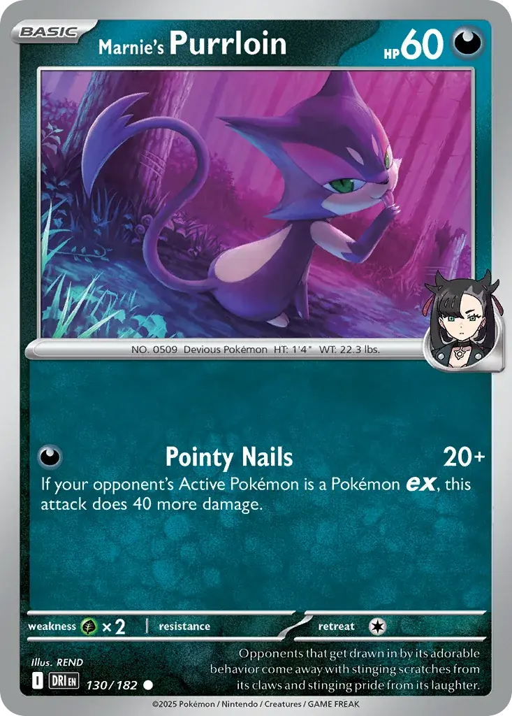 Marnie's Purrloin Destined Rivals Pokemon card