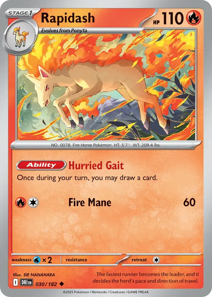 Rapidash Destined Rivals Pokemon card