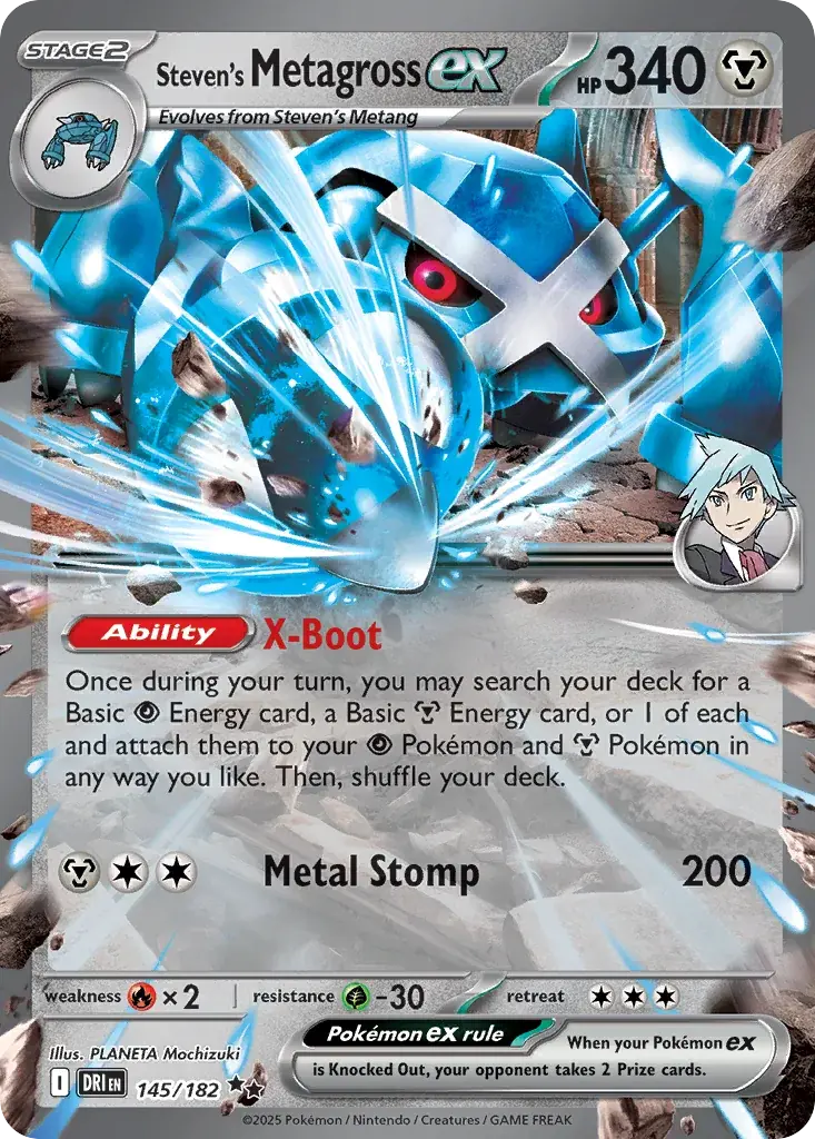 Steven's Metagross ex Destined Rivals Pokemon card