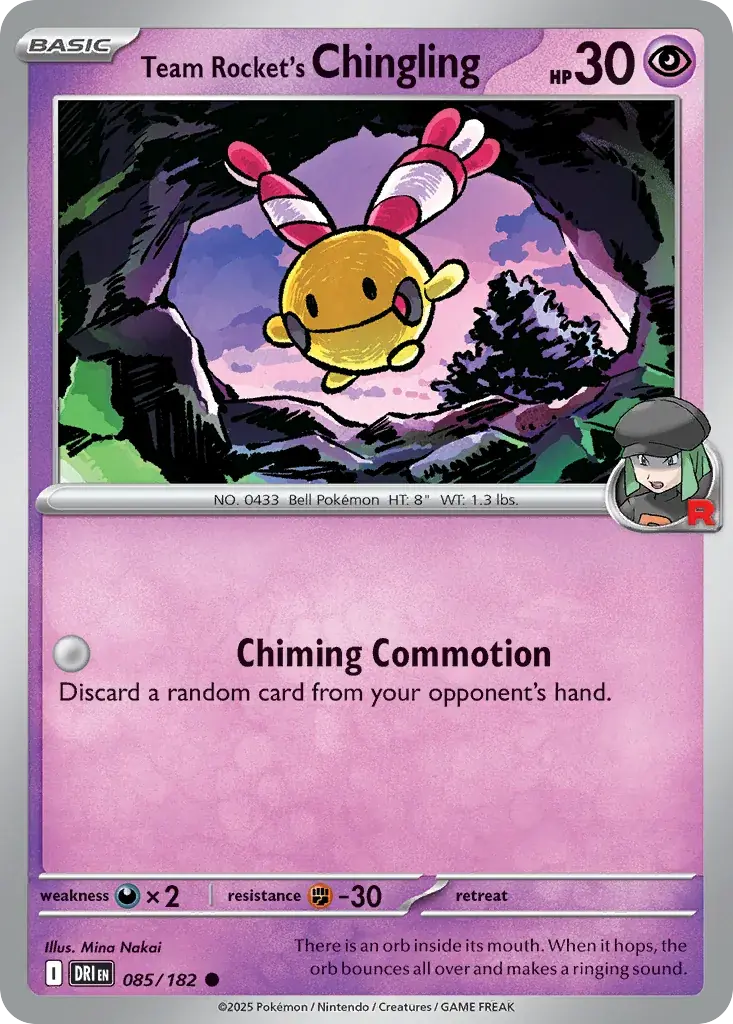 Team Rocket's Chingling Destined Rivals Pokemon card