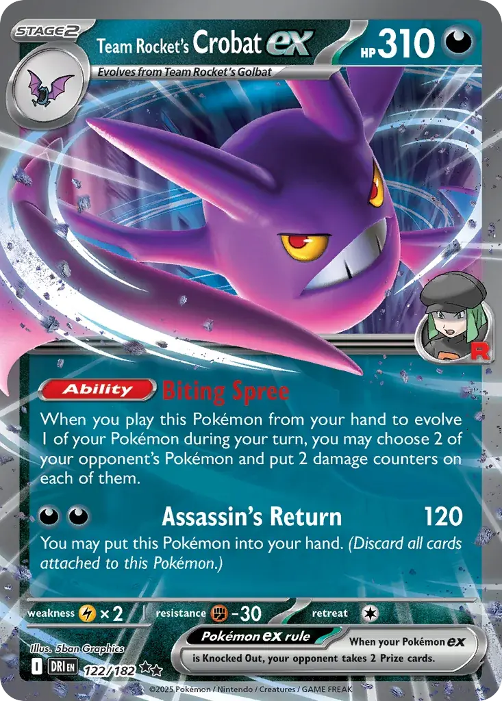 Team Rocket's Crobat ex Destined Rivals Pokemon card