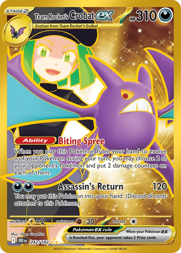 Team Rocket's Crobat ex Destined Rivals Pokemon card