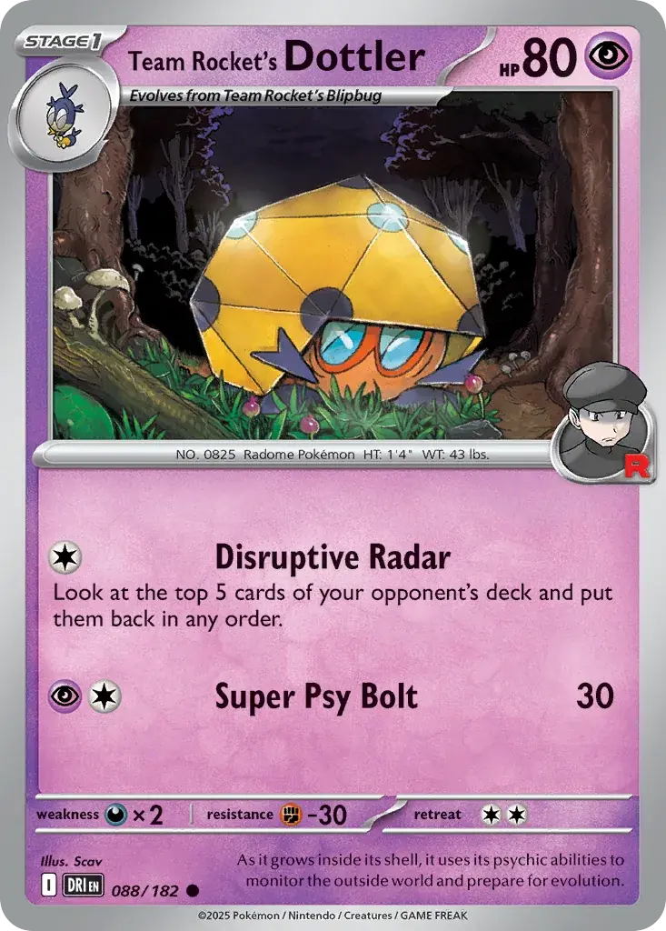 Team Rocket's Dottler Destined Rivals Pokemon card