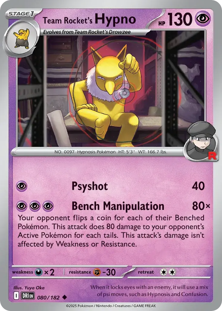 Team Rocket's Hypno Destined Rivals Pokemon card