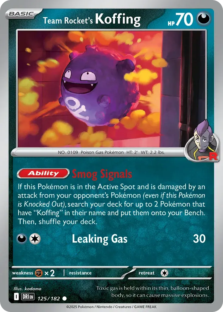 Team Rocket's Koffing Destined Rivals Pokemon card