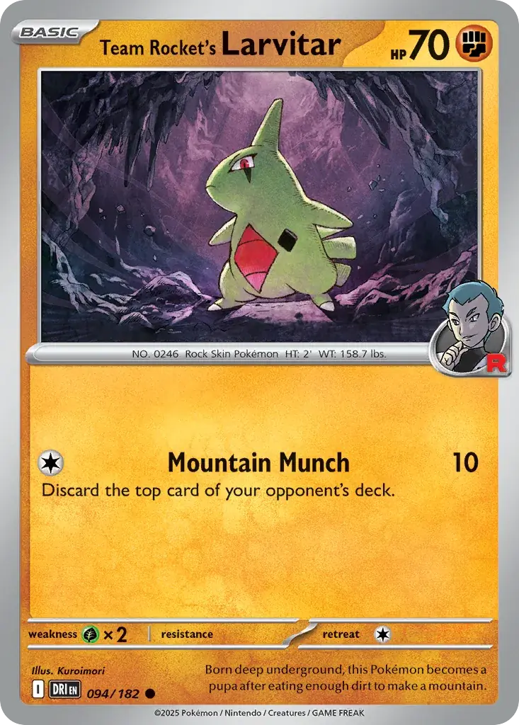 Team Rocket's Larvitar Destined Rivals Pokemon card