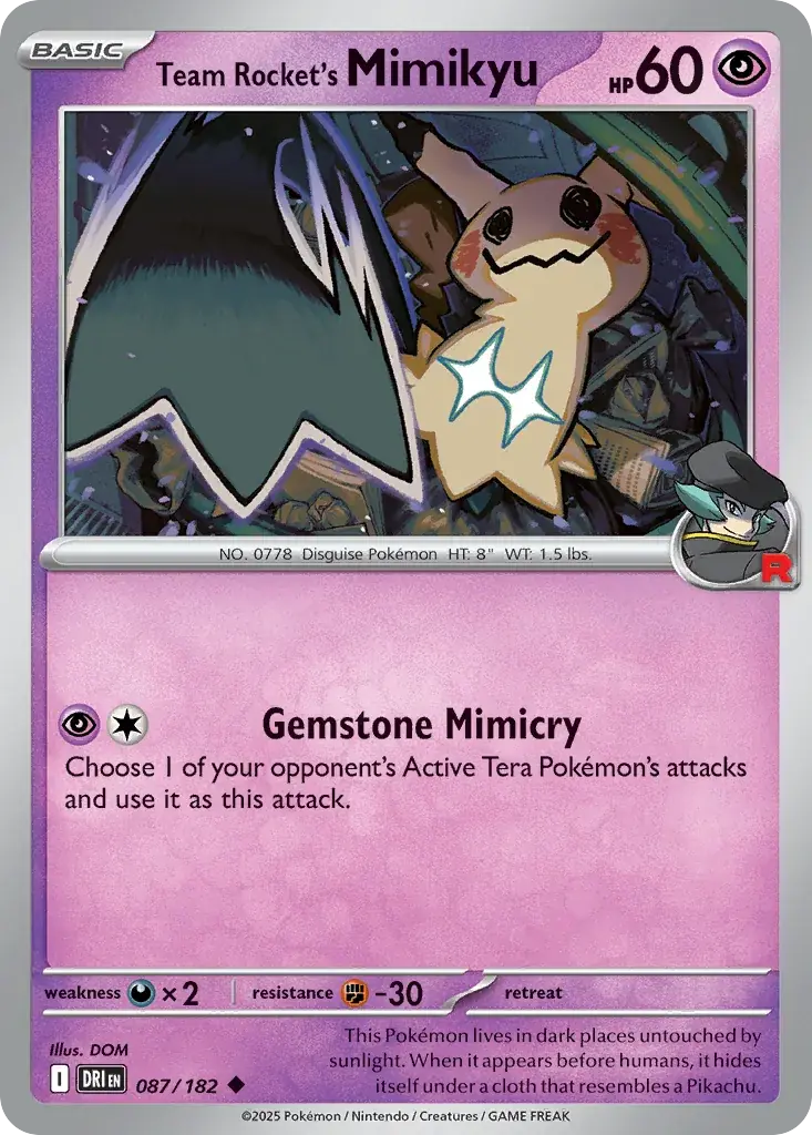 Team Rocket's Mimikyu Destined Rivals Pokemon card