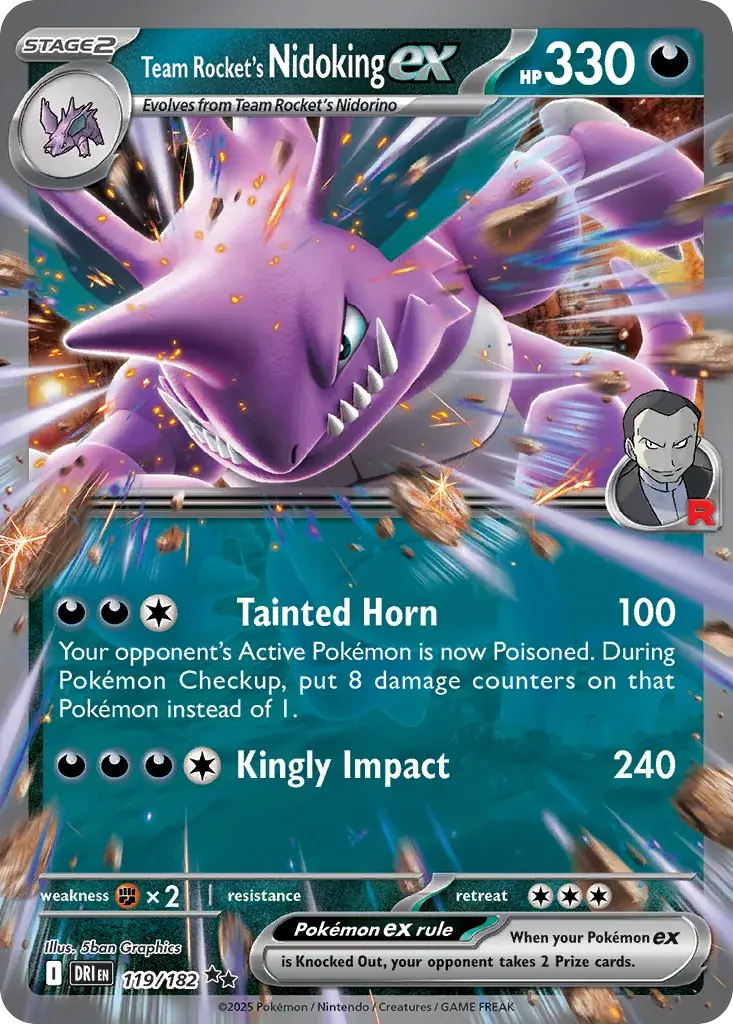 Team Rocket's Nidoking ex Destined Rivals Pokemon card