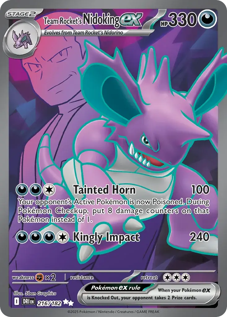 Team Rocket's Nidoking ex Destined Rivals Pokemon card