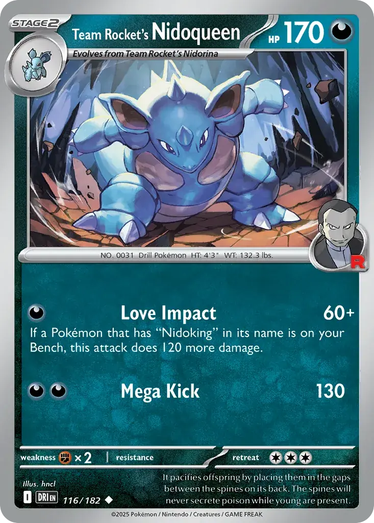 Team Rocket's Nidoqueen Destined Rivals Pokemon card