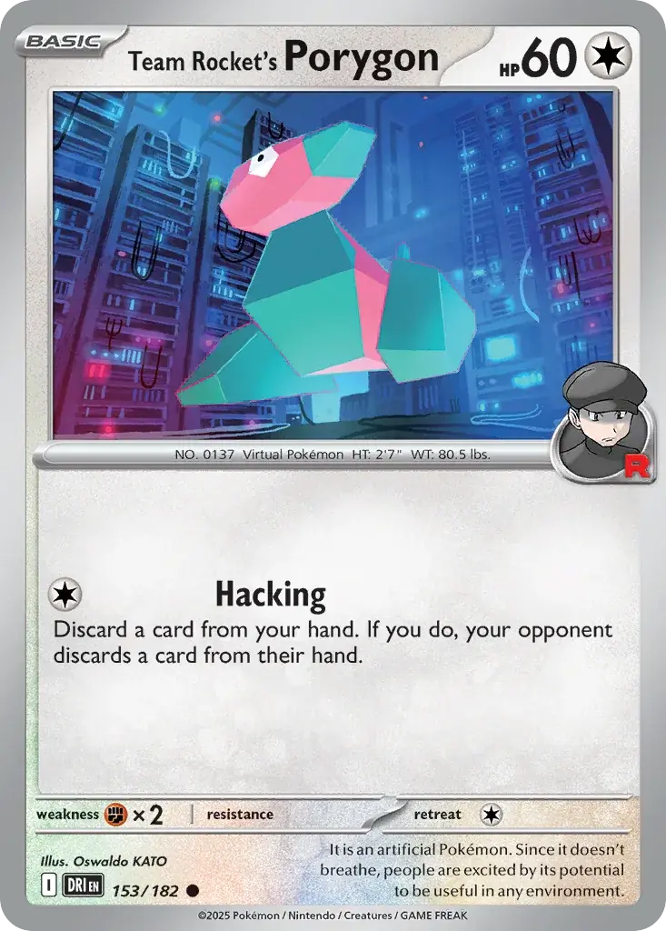Team Rocket's Porygon Destined Rivals Pokemon card