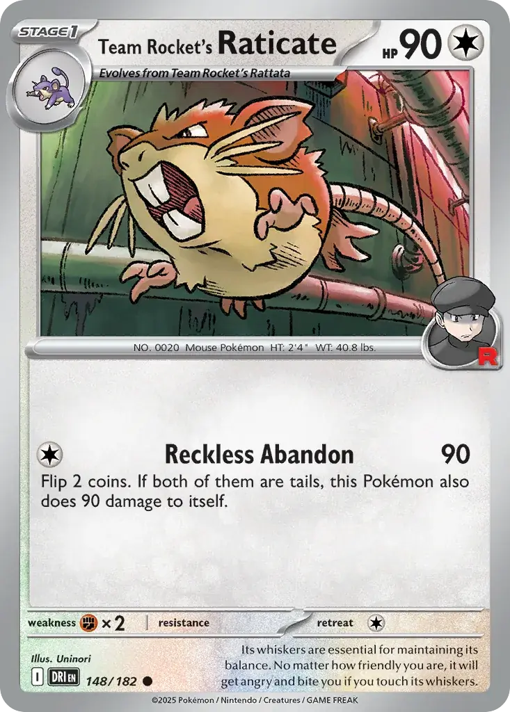 Team Rocket's Raticate Destined Rivals Pokemon card