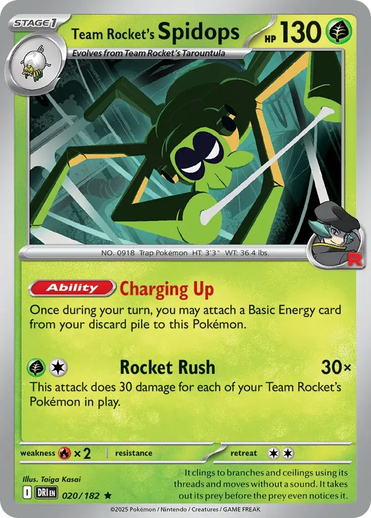 Team Rocket's Spidops Destined Rivals Pokemon card