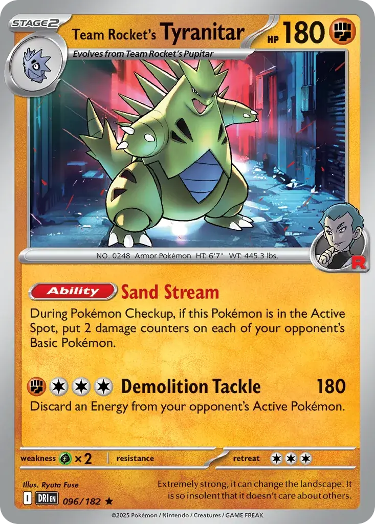 Team Rocket's Tyranitar Destined Rivals Pokemon card