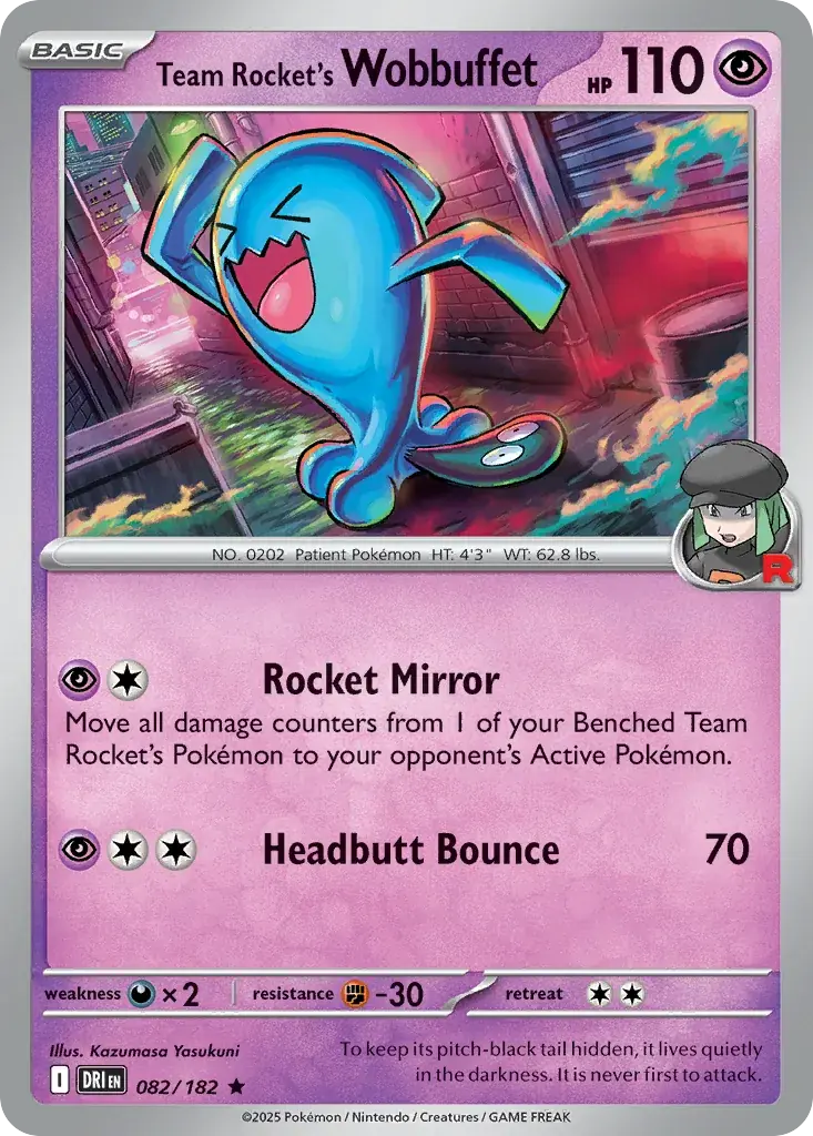 Team Rocket's Wobbuffet Destined Rivals Pokemon card