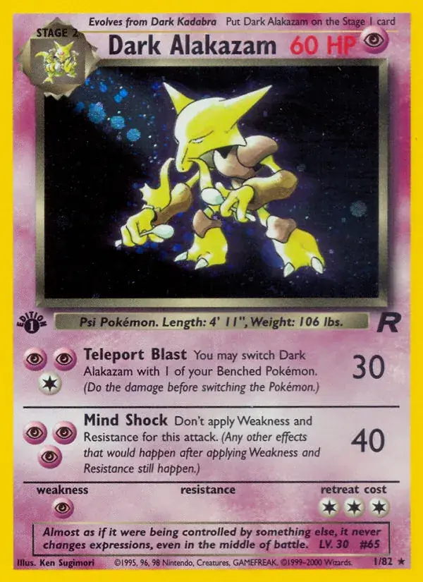 Dark Alakazam Team Rocket Pokemon card