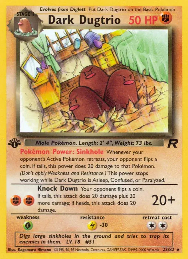Dark Dugtrio Team Rocket Pokemon card