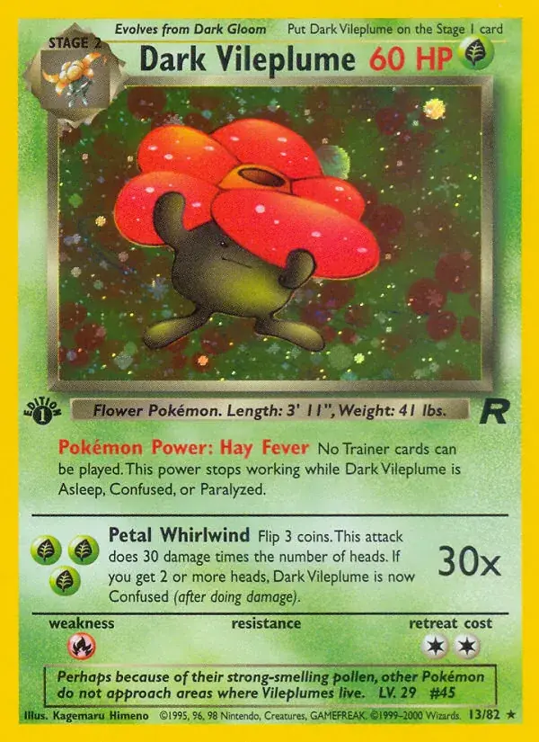 Dark Vileplume Team Rocket Pokemon card