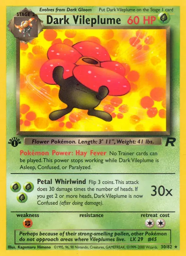 Dark Vileplume Team Rocket Pokemon card