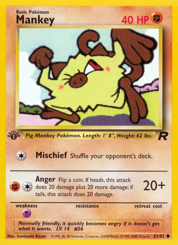 Mankey Team Rocket Pokemon card