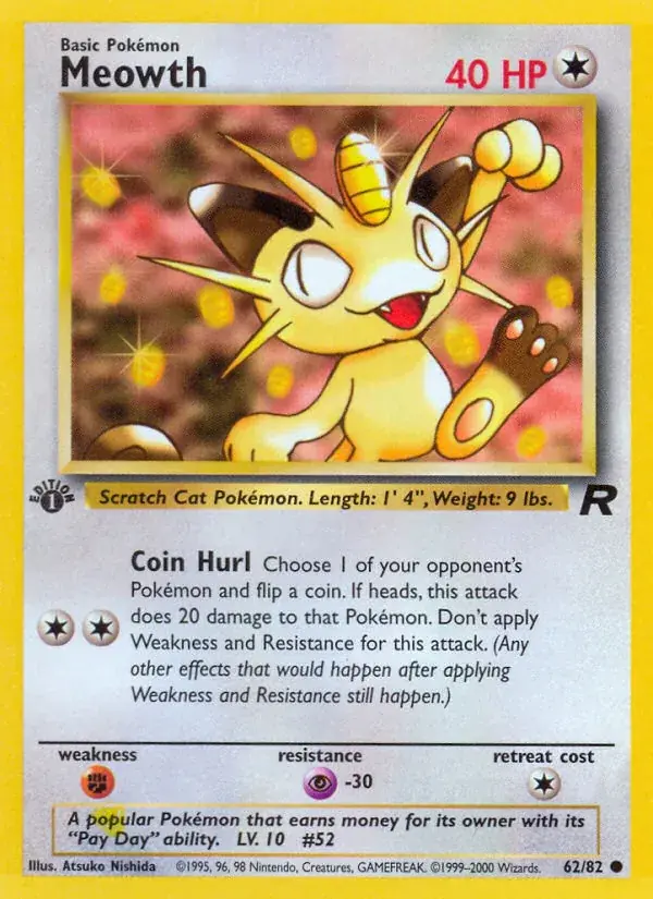 Meowth Team Rocket Pokemon card