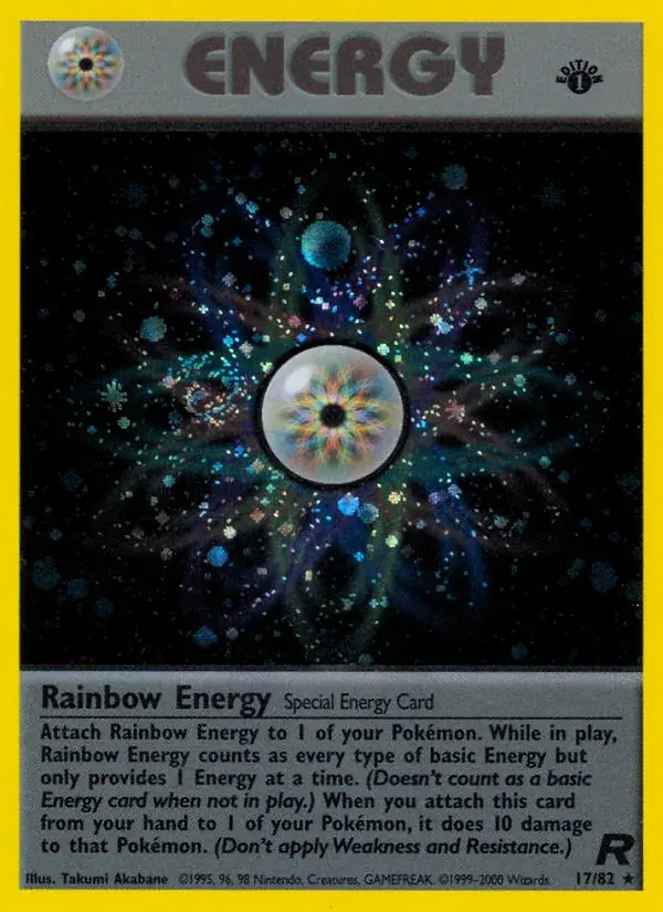 Rainbow Energy Team Rocket Pokemon card