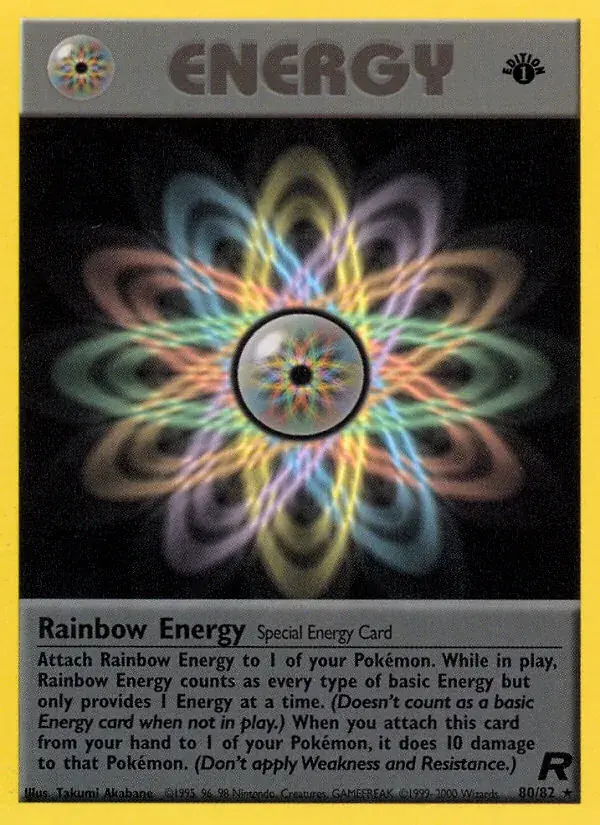 Rainbow Energy Team Rocket Pokemon card